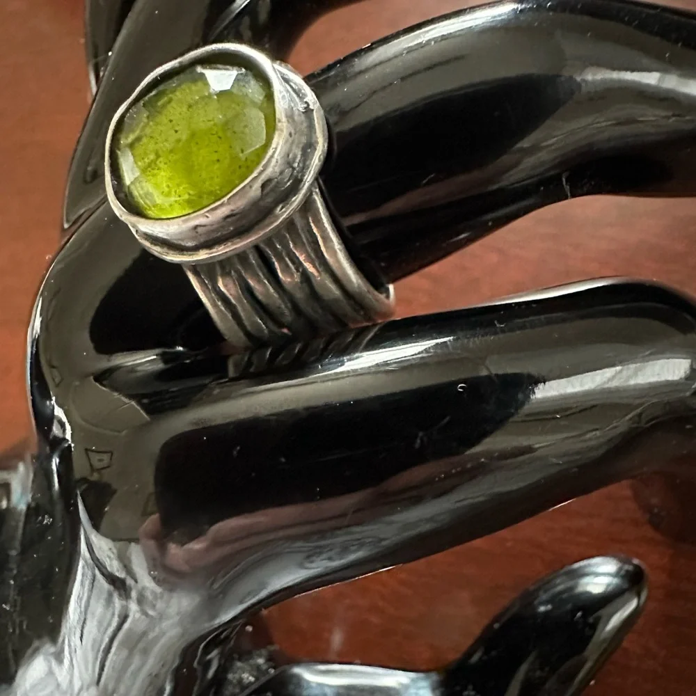 Retired Silpada Sterling Silver and Daintree Green Quartz Ring Size 7